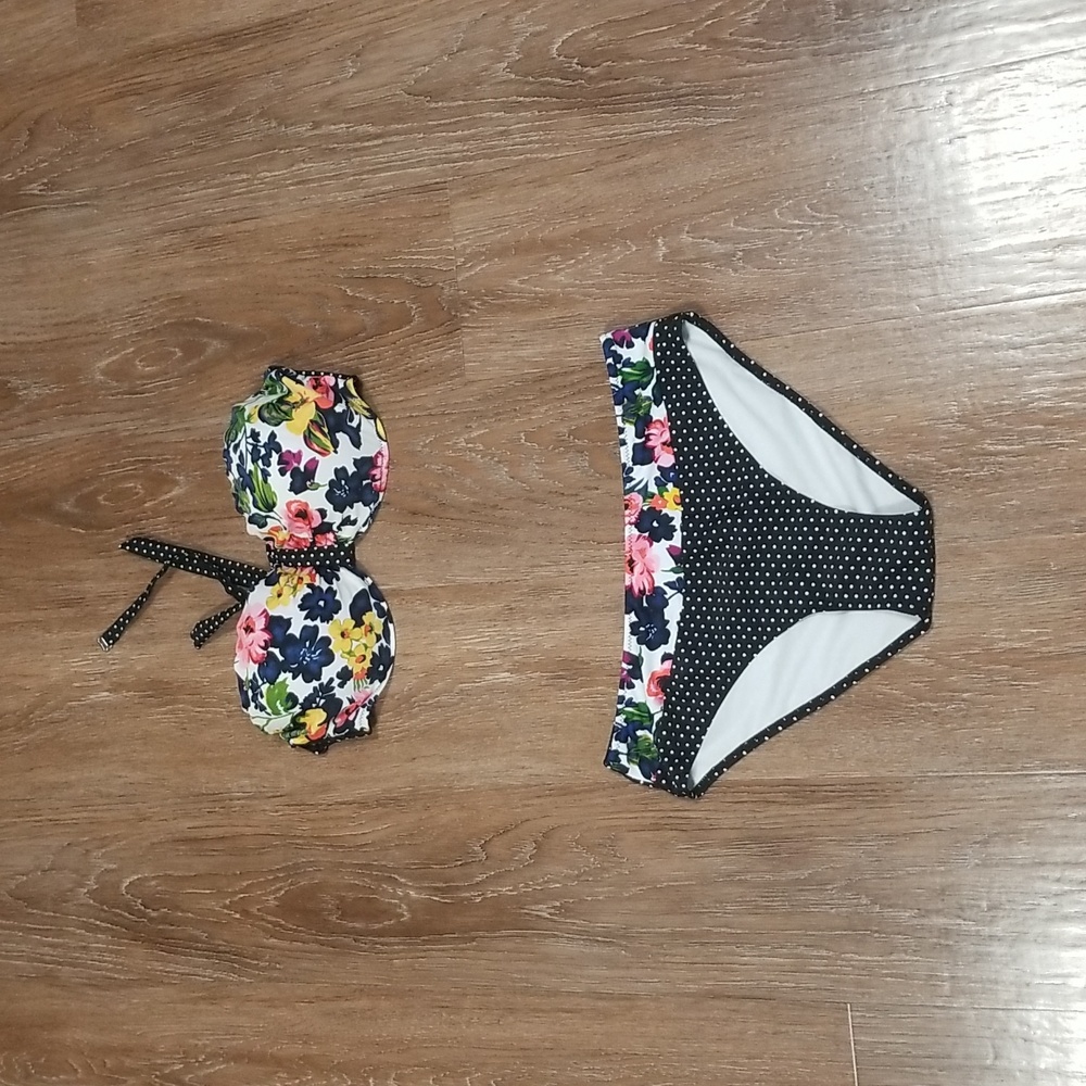 (18) Power Flower Swim Bottoms Pool Water Polka Dots Floral Swimwear Beachwear